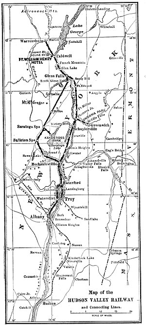 Map showing the lines of the Hudson Valley Railway