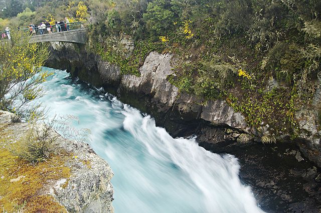 The Waikato River rushing through the Huka Falls canyon at Taupō