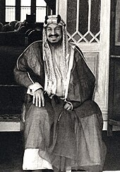 Abdulaziz bin Abdul Rahman Al Saud. The founder of Saudi Arabia in 1934 and the military leader of the unification of Saudi Arabia. Ibn Saud.jpg