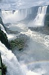 A large horseshoe shaped waterfall.