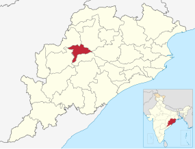 Positionskarte des Distrikts Subarnapur