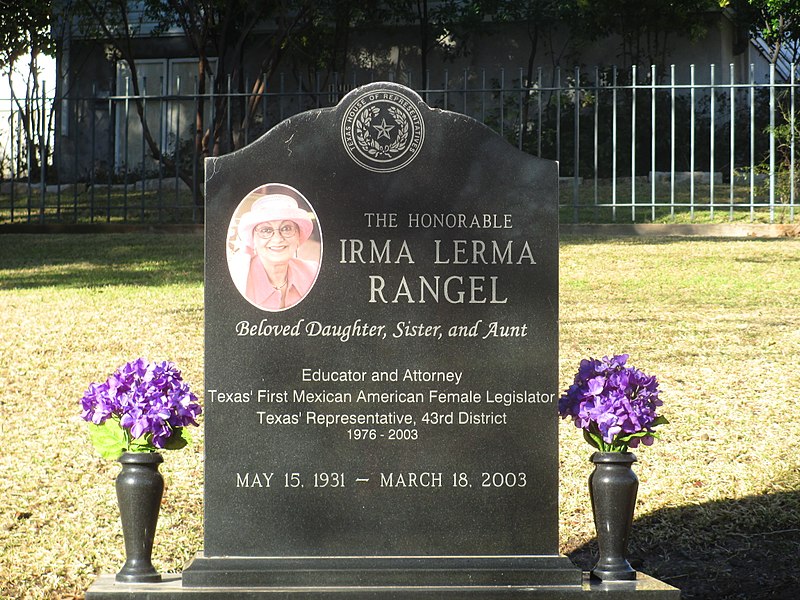 File:Irma Rangel grave marker, Texas State Cemetery IMG 6300.JPG