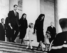 JFK's family leaves Capitol after his funeral, 1963.jpg