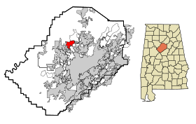 Jefferson County Alabama Incorporated and Unincorporated areas Brookside Highlighted.svg