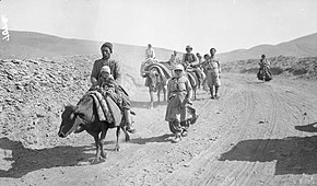 Refugees, some on foot and others riding cattle