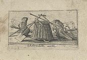 Johannes Pietersz. Berendrecht (After Esaias van de Velde). Title print with farm tools label QS:Len,"Title print with farm tools" label QS:Lpl,"Strona tytułowa z narzędziami gospodarskimi" label QS:Lnl,"Titelprent met gereedschap voor bewerken van het land" 1610-1617. etching print. 5.8 × 10.2 cm (2.2 × 4 in). Amsterdam, Rijksmuseum Amsterdam.