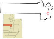 Juab County Utah incorporato e aree non incorporate Levan evidenziato.svg