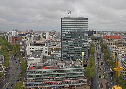 The Europa-Center with the Tauenzienstraße of West Berlin as seen from the Gedächtniskirche