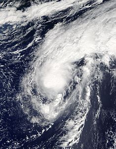 Burza tropikalna Karl wkrótce po osiągnięciu największej intensywności 24 września 2016 r.