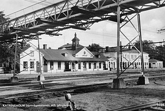 Stationen och gångbron, 1950.