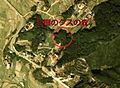 川棚のクスの森（下関市）付近の地名入り空中写真（1974年撮影）
