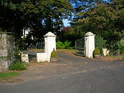 The gates and remains of the old lodges at Kennox House in 2007. Kennoxgates2007.JPG