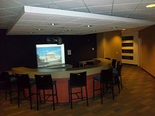 Four knowledge bars served students by providing a forum for students and professors to continue conversations outside of the classroom. Knowledge bar at florida coastal school of law.JPG