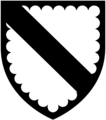 Arms of Knyvett: Argent, a bend within a bordure engrailed sable