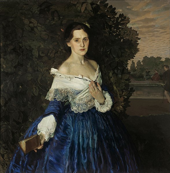 Дама с каменьями чья подпись. К. сомов «дама в голубом» (1897- 1900)..