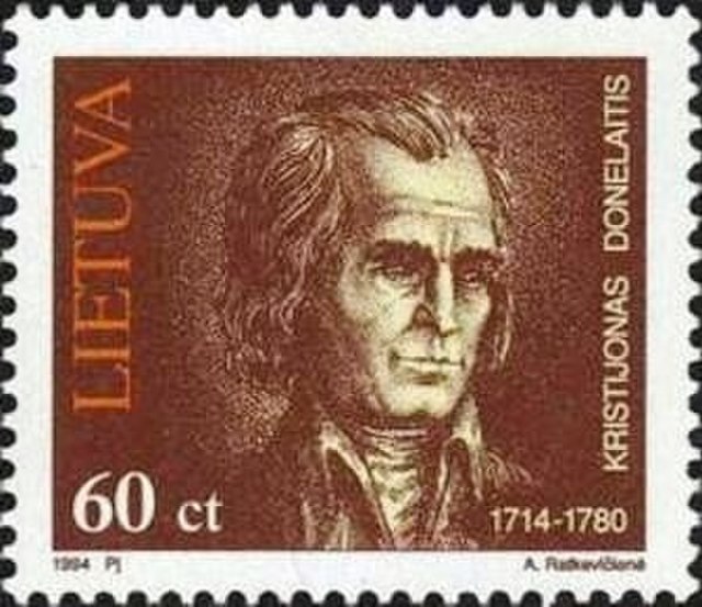 Donelaitis on a 1994 Lithuanian stamp