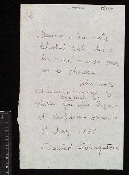 File:Letter from David Livingstone 1841 to 1865 Wellcome L0037553.jpg