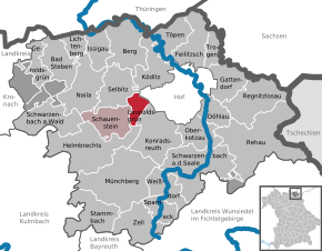 Poziția Leupoldsgrün pe harta districtului Hof