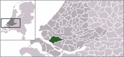 Highlighted position of Nissewaard in a municipal map of South Holland