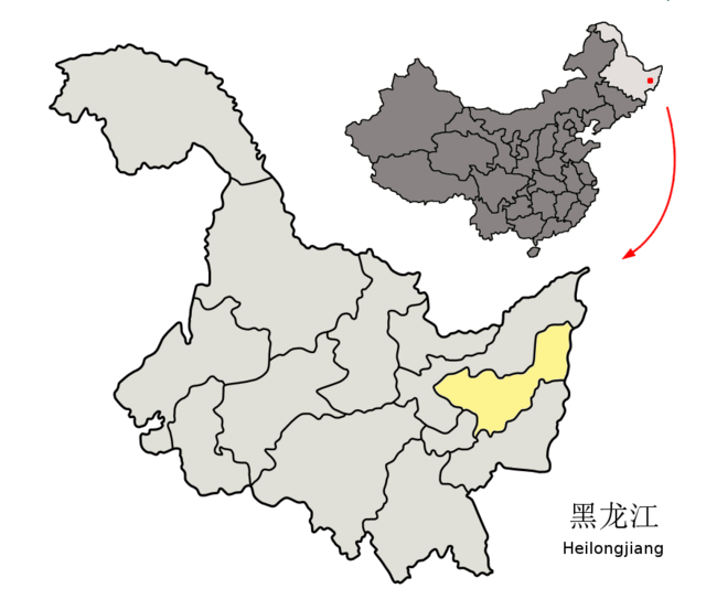 Shuangyangshans läge i Heilongjiang, Kina.