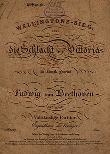 Title page of the first edition Ludwig van Beethoven - Wellingtons Sieg - Titelseite (1816).jpg