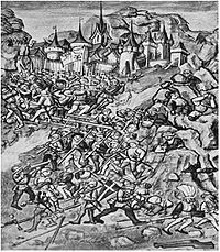 Depiction of the Battle of Crevola from the Lucerne Chronicle of 1513