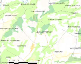 Mapa obce Adam-lès-Passavant