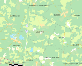 Mapa obce Louchats