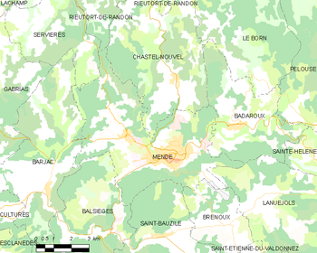 Map of the commune of Mende