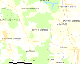 Mapa obce Serrigny-en-Bresse