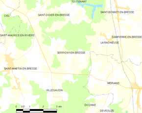 Poziția localității Serrigny-en-Bresse