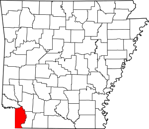 Map of Arkansas highlighting Miller County.svg