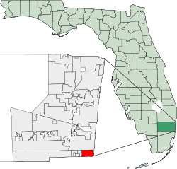 Location of Hallandale, in Broward County, Florida