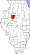 Mapa de Illinois con la ubicación del condado de Peoria