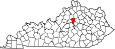 Map of Kentucky highlighting Woodford County.svg