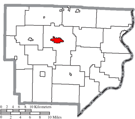 Map of Monroe County Ohio Highlighting Woodsfield Village.png