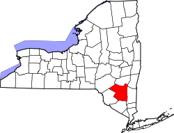 map of New York highlighting Ulster County