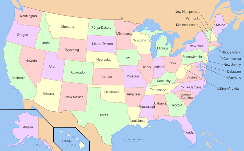 File:Map of USA with state names et.svg