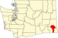 Map of Vašington highlighting Garfield County