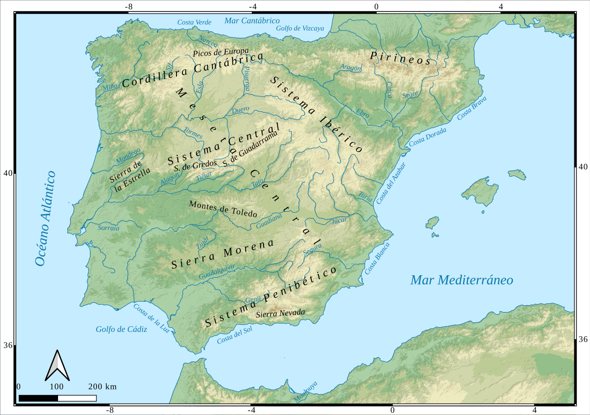 Mapa Físico – Relieve de España en