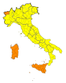 Mappa della suddivisione dell'Italia secondo le ordinanze del Ministero della Salute del 7 maggio 2021.svg