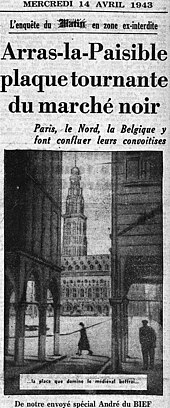 Titre d'article de journal et photo de la Grand-Place d'Arras