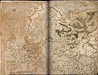 Mercator map of Europe: the west coast of Ireland on the extreme left. MercatormapFullEurope16thcentury.jpg