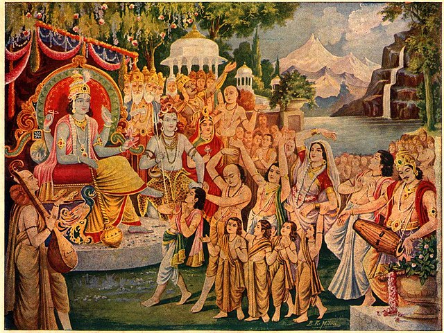 A modern painting of a mahasankirtan scene from the Bhagavata Purana