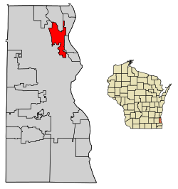 Location of Glendale in Milwaukee County, Wisconsin.