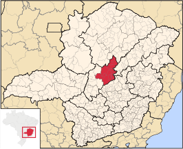 Ligging van de Braziliaanse microregio Curvelo in Minas Gerais