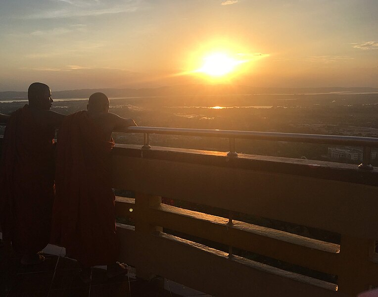 File:Monks watching the sunset from Mandalay Hill.jpg