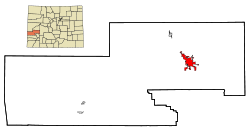 Montrose County Colorado Incorporated and Unincorporated areas Montrose Highlighted.svg