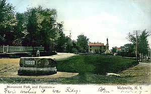 Momument Park, Waterville, which is situated between the Tower Homestead and Masonic Temple which is on the list of National Historic Places. 15 Jan 1907