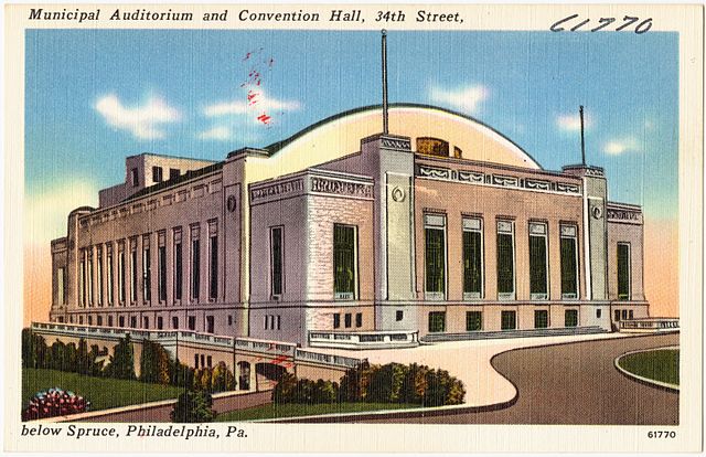 Philadelphia Convention Hall, previous home of the Philadelphia Warriors from 1952 to 1962 and home of the 76ers from 1963 to 1967